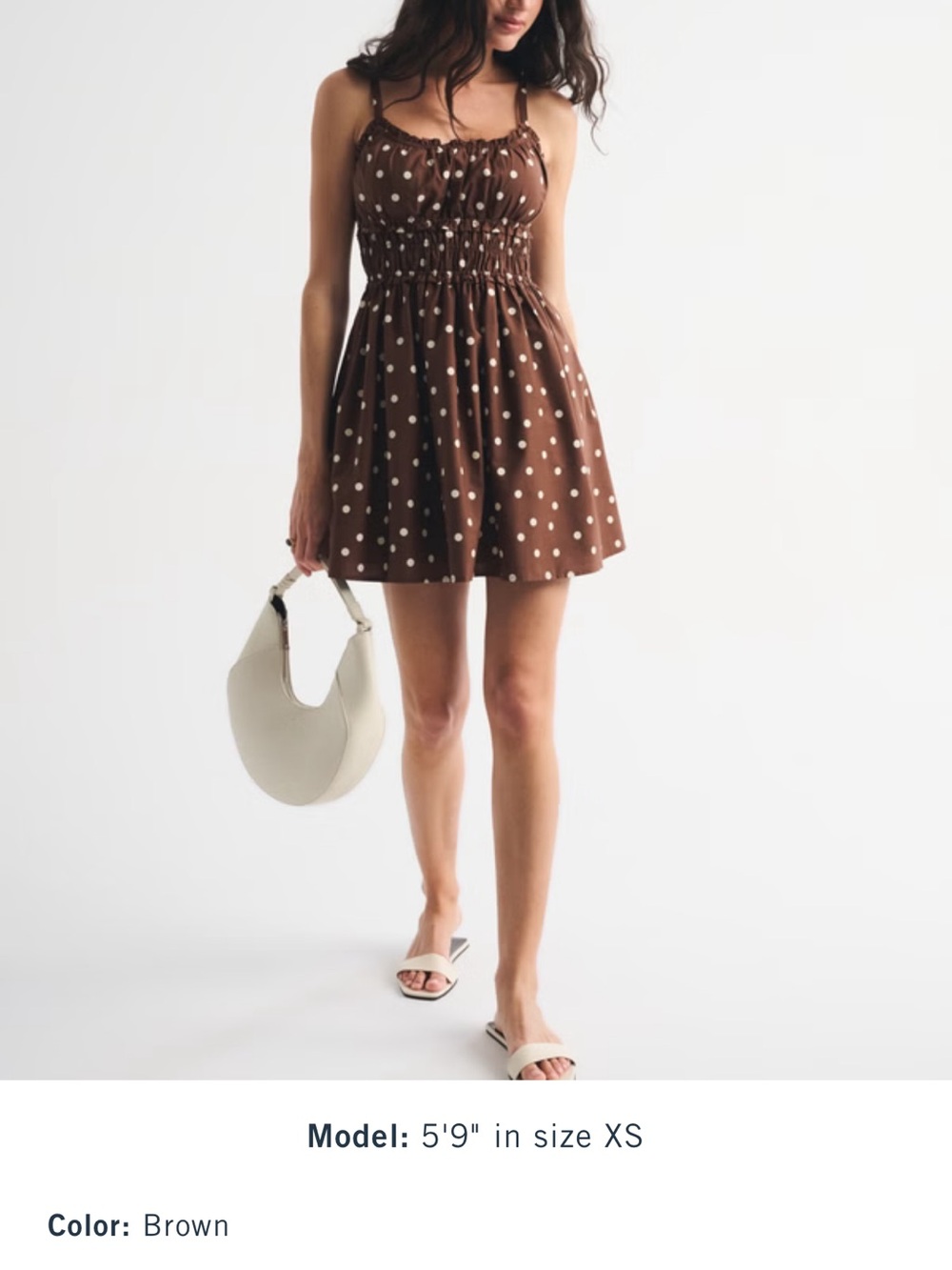 Abercrombie & Fitch Brown Polka Dot Smocked Mini Dress